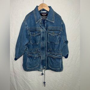 Vintage Azur Denim Utility Jacket w/ Quilted Lining – Size L